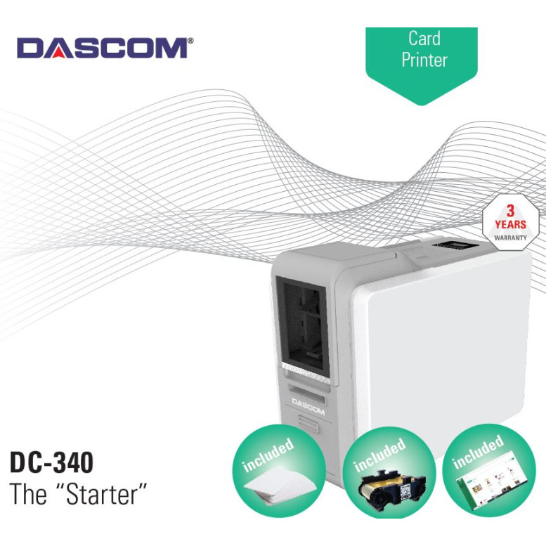 Dascom DC-340 ID Card Printer - Complete Photo ID Card System with Badging Software, Blank Cards, Photo ID Camera, Cleaning Kit, and Ribbon